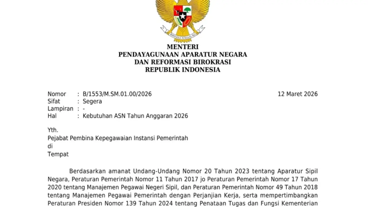 Kebutuhan ASN 2026 PDF